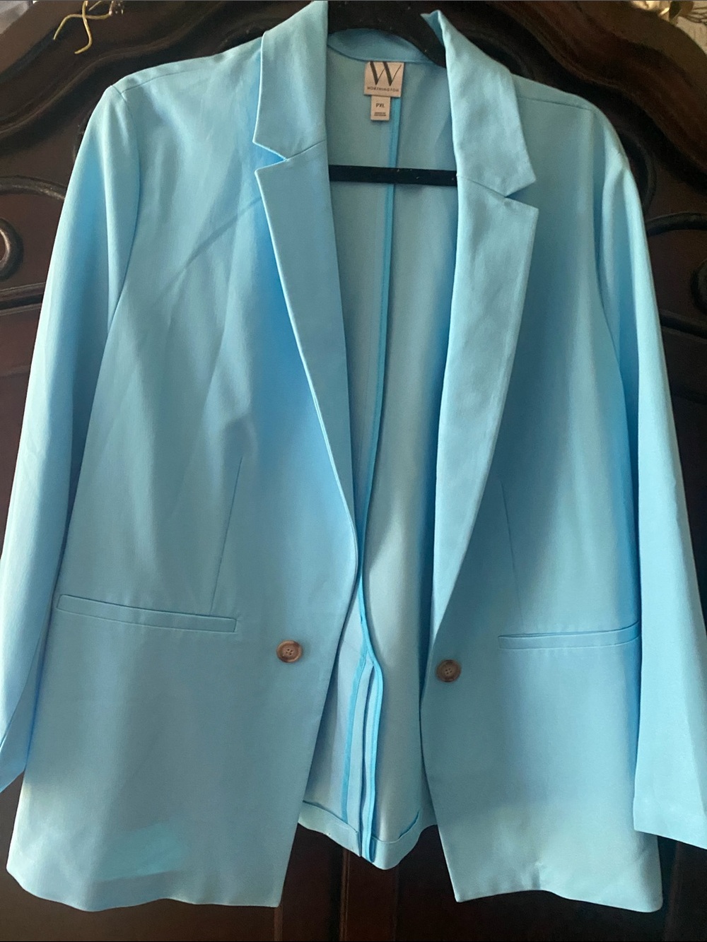 W by Worth Light Blue Single-Breasted Blazer